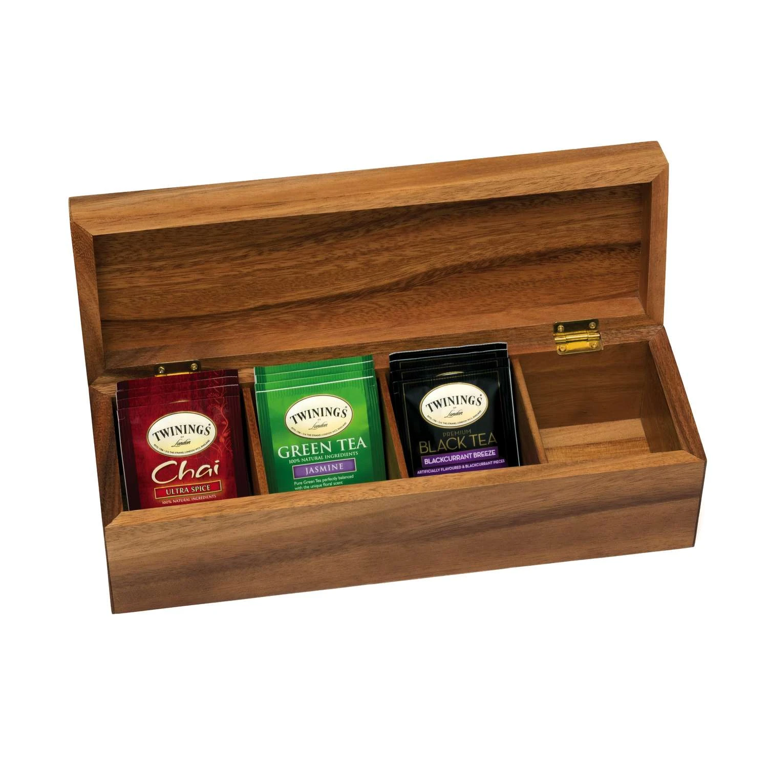 Lipper International Brown Acacia Wood Sectioned Tea Box 3 Lipper International Brown Acacia Wood Sectioned Tea Box