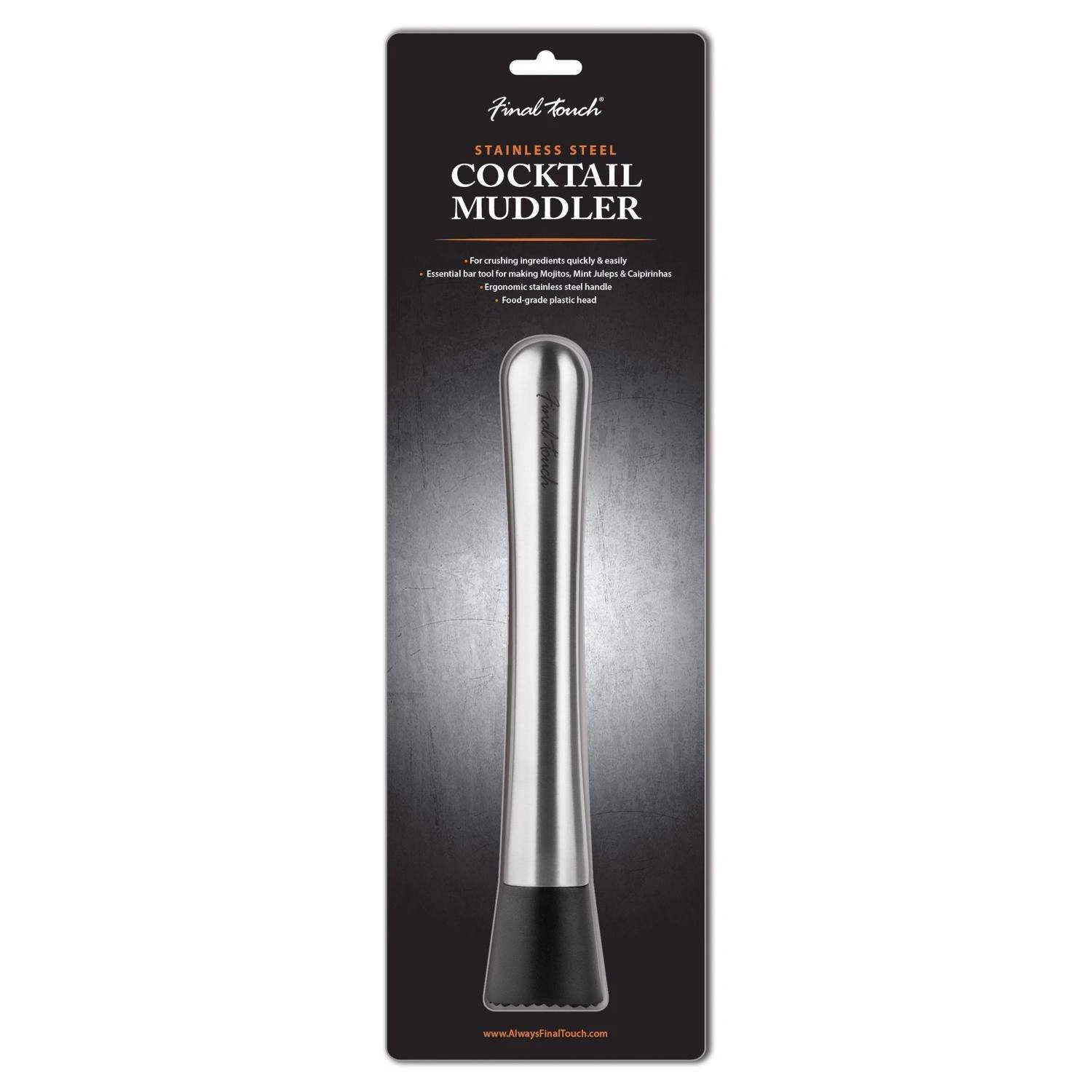 Final Touch Black/Silver Plastic/Stainless Steel Muddler 7 Final Touch Black/Silver Plastic/Stainless Steel Muddler - Image 5