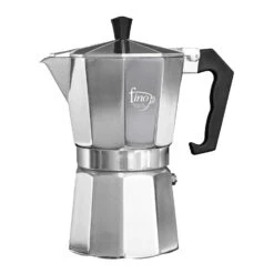 Harold Import Black/Silver Aluminum Espresso Maker 2.6 Oz