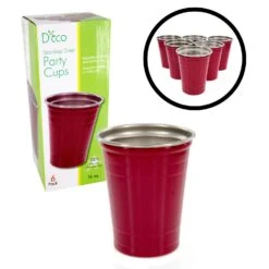 D'eco Red Stainless Steel Party Cup 16 Oz