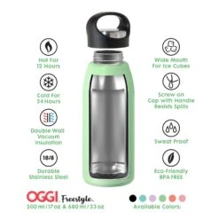 OGGI 23 Oz Freestyle Green BPA Free Vacuum Insulated Bottle -Tervis Central 447430d7 b100 40e3 9f94 c644b1bc5300