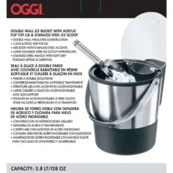 OGGI 4 Oz Black/Silver Plastic/Stainless Steel Ice Bucket With Scoop 9 OGGI 4 Oz Black/Silver Plastic/Stainless Steel Ice Bucket With Scoop -Tervis Central 4c361160 bb6e 456b 8ef0 212ef601888b