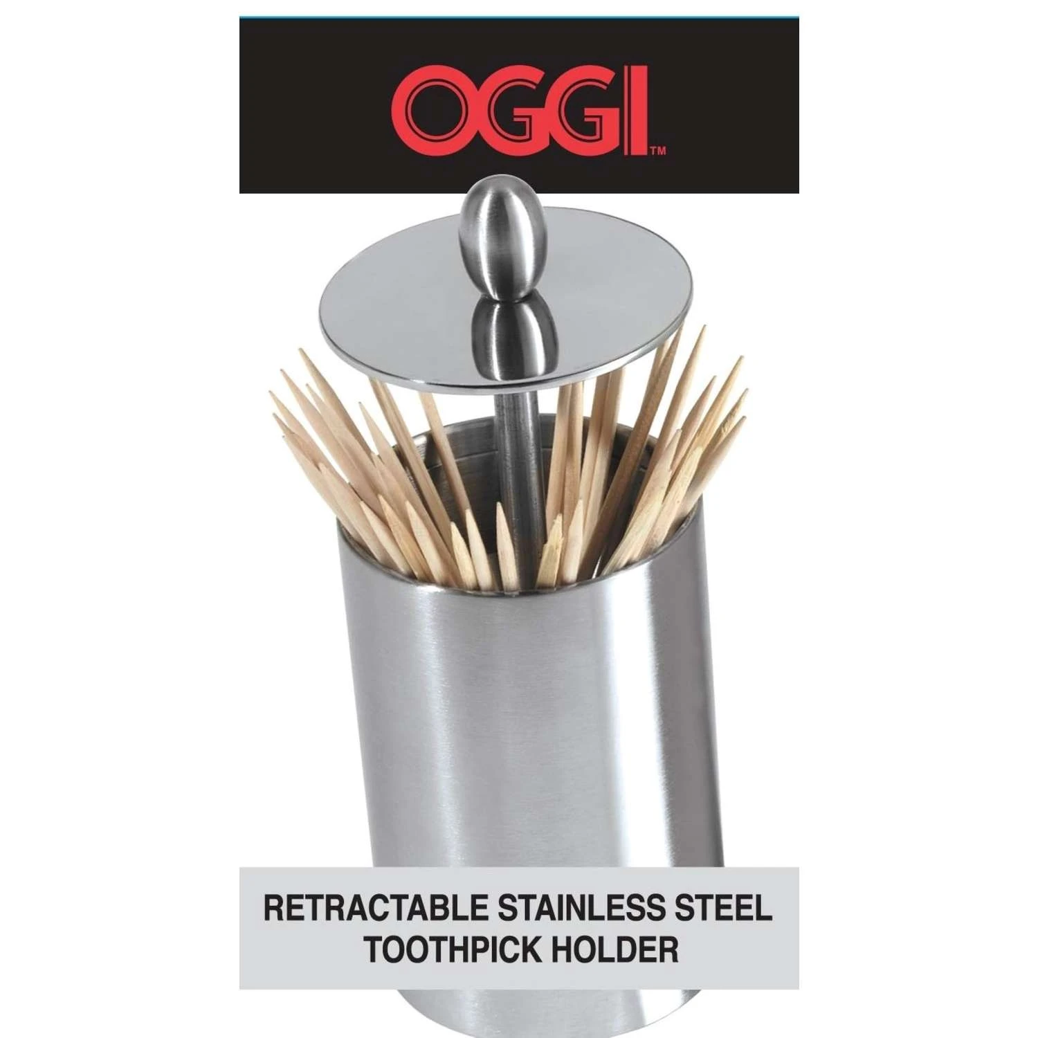 OGGI Silver Stainless Steel Toothpick Holder 4 OGGI Silver Stainless Steel Toothpick Holder - Image 2
