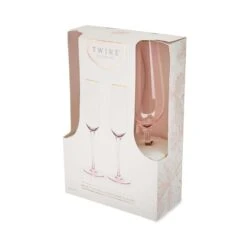 TWINE 8 Oz Rose Gold Crystal Champagne Flutes