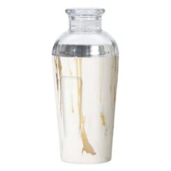 OGGI 16 Oz Gold Marble Acrylic/Stainless Steel Cocktail Shaker