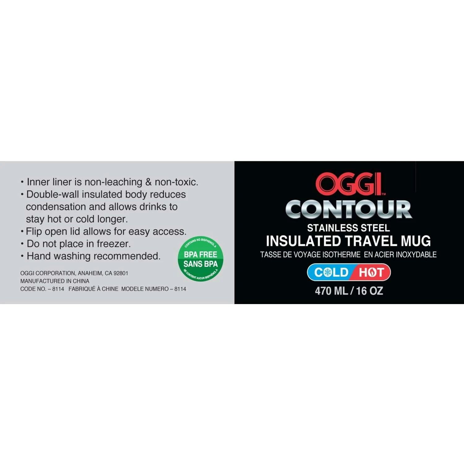 OGGI 16 Oz Contour Black BPA Free Travel Mug 4 OGGI 16 Oz Contour Black BPA Free Travel Mug - Image 2