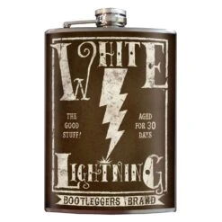 Trixie & Milo White Lightning 8 Oz Green/White Stainless Steel Flask