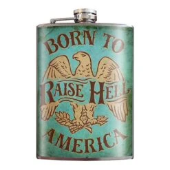 Trixie & Milo Born To Raise Hell 8 Oz Multicolored Stainless Steel Flask