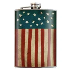 Trixie & Milo Old Glory 8 Oz Multicolored Stainless Steel Flask