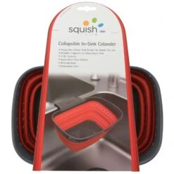 Squish Black/Red Polypropylene/TPR In Sink Collapsible Colander 2 Qt