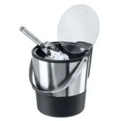 OGGI 4 Oz Black/Silver Plastic/Stainless Steel Ice Bucket With Scoop