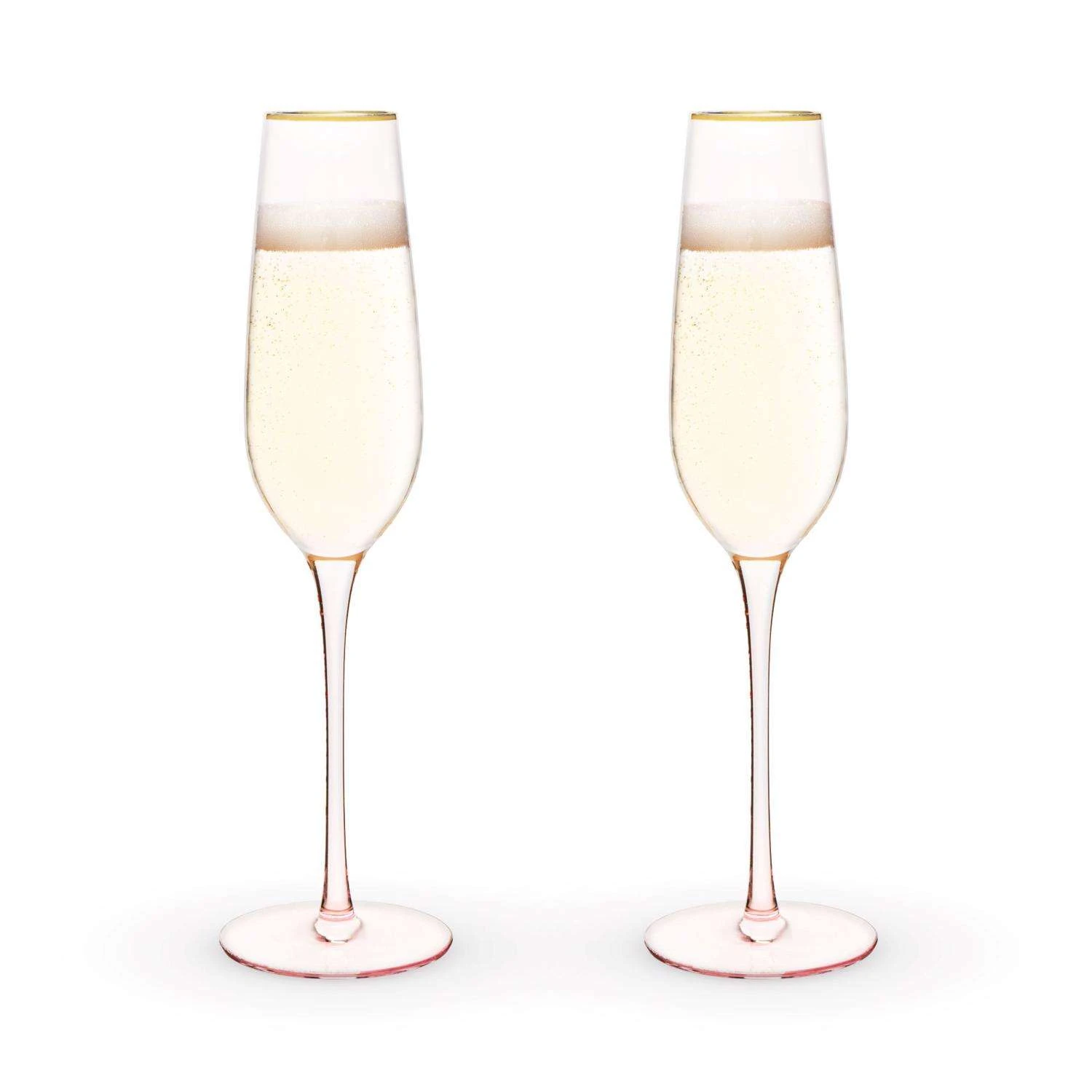 TWINE 8 Oz Rose Gold Crystal Champagne Flutes 4 TWINE 8 Oz Rose Gold Crystal Champagne Flutes - Image 2